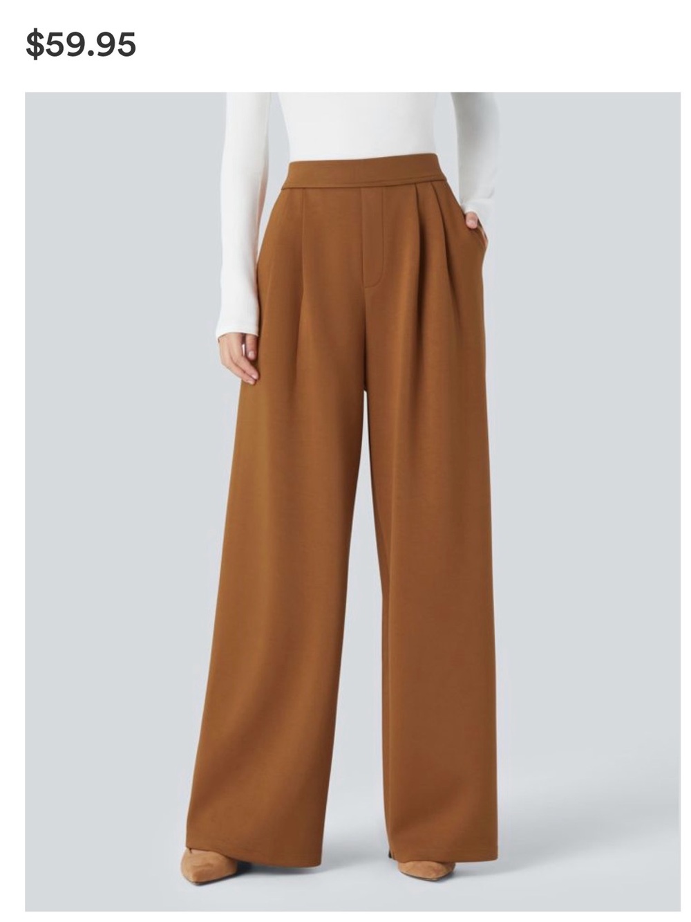 HALARA Wide Leg Pants in Brown